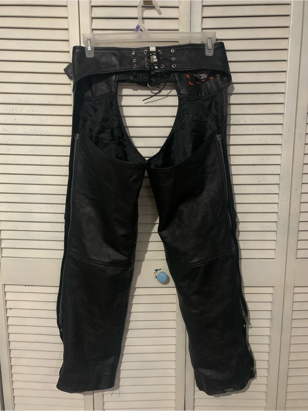 Interstate Leather Riding Motorcycle Rodeo Chaps Black Size Large - Picture 5 of 11